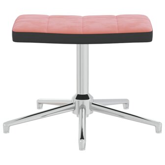 Relaxstoel met voetenbank fluweel en PVC roze 7