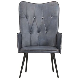 Fauteuil echt leer grijs 2