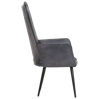 Fauteuil echt leer grijs 4