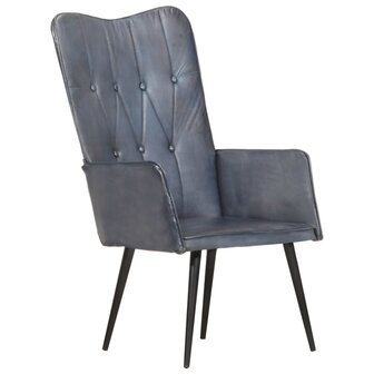 Fauteuil echt leer grijs 9