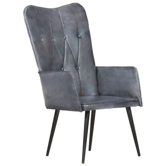 Fauteuil echt leer grijs 12