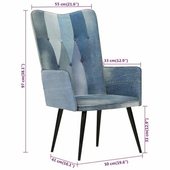 Fauteuil canvas denim patchwork 10