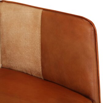 Fauteuil echt leer bruin en cr&egrave;mekleurig 7