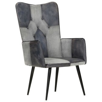 Fauteuil echt leer grijs 2