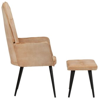 Fauteuil met voetensteun canvas cr&egrave;mekleurig 4