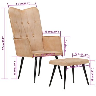 Fauteuil met voetensteun canvas cr&egrave;mekleurig 9