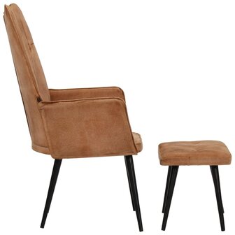 Fauteuil met voetensteun canvas bruin 3