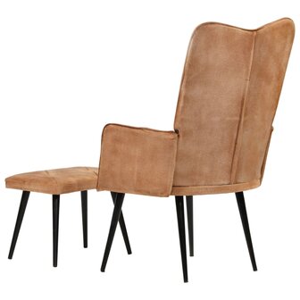 Fauteuil met voetensteun canvas bruin 4