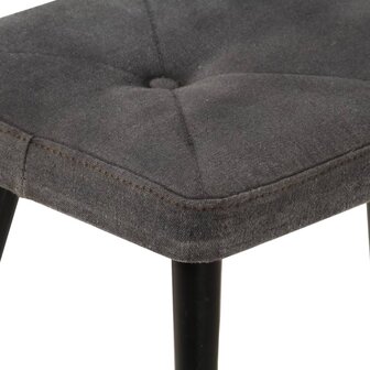 Fauteuil met voetenbank vintage stijl canvas zwart 5