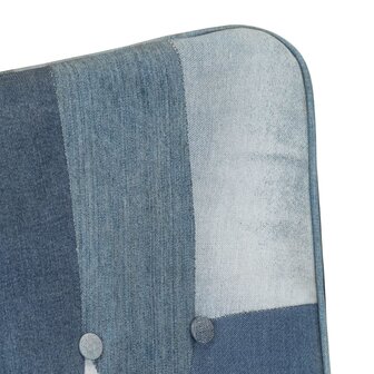 Fauteuil met voetensteun patchwork canvas blauw denim 5