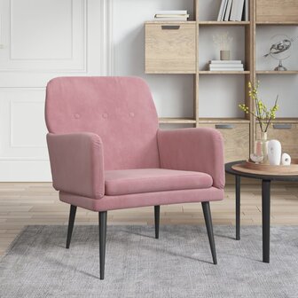 Fauteuil 62x79x79 cm fluweel roze 1