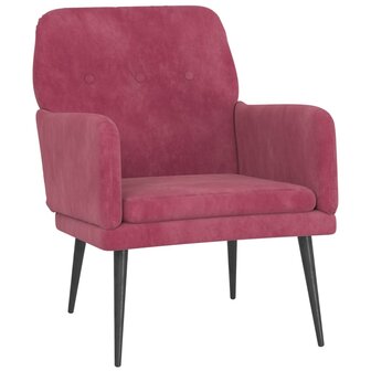 Fauteuil 62x79x79 cm fluweel wijnrood 2