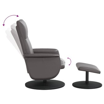 Fauteuil verstelbaar met voetenbankje kunstleer grijs 6