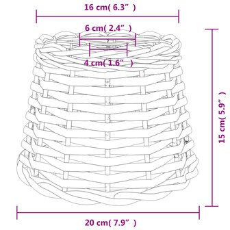 Plafondlampenkap &Oslash;20x15 cm wicker wit 6