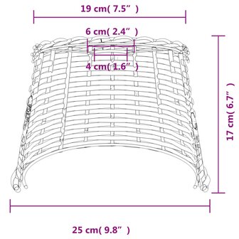 Plafondlampenkap &Oslash;25x17 cm wicker wit 7