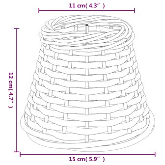 Lampenkap &Oslash;15x12 cm wicker wit 6