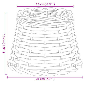 Lampenkap &Oslash;20x15 cm wicker wit 6