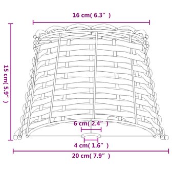 Lampenkap &Oslash;20x15 cm wicker wit 7