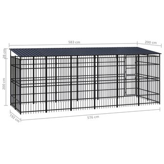 Hondenkennel met dak 11,06 m&sup2; staal 8