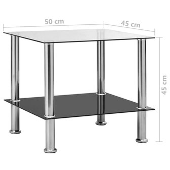 Bijzettafel 45x50x45 cm gehard glas transparant  6