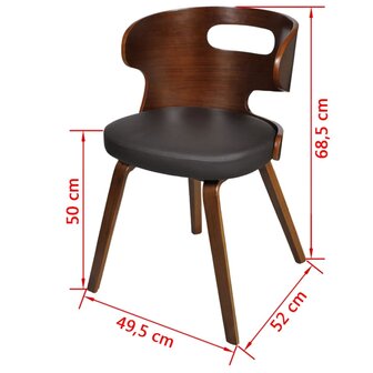 Eetkamerstoelen 4 st gebogen hout en kunstleer bruin 6