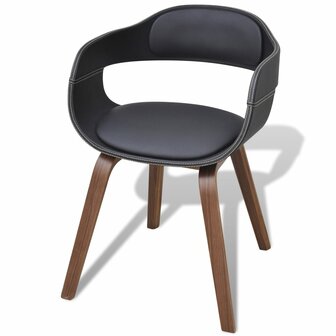 Eetkamerstoelen 4 st gebogen hout en kunstleer zwart 3