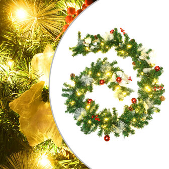 Kerstslinger met LED-lampjes 2,7 m PVC groen 1