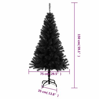 Kunstkerstboom met standaard 150 cm PVC zwart 6