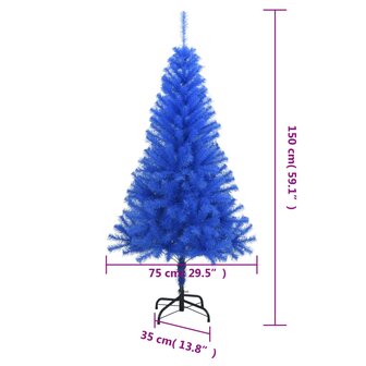 Kunstkerstboom met standaard 150 cm PVC blauw 6