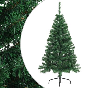 Kunstkerstboom met standaard half 150 cm PVC groen 1