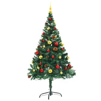 Kunstkerstboom met verlichting en kerstballen 150 cm groen 3