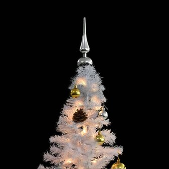 Kunstkerstboom met verlichting en kerstballen 210 cm wit 6