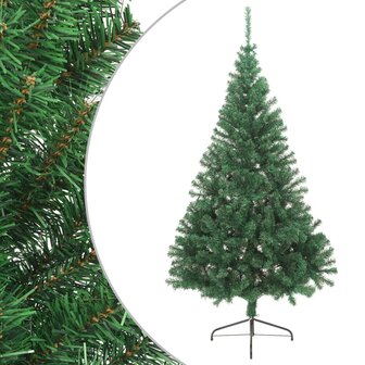 Kunstkerstboom met standaard half 240 cm PVC groen 1