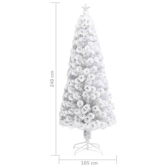 Kunstkerstboom met verlichting 240 cm glasvezel wit 9