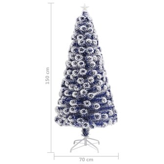 Kunstkerstboom met verlichting 150 cm glasvezel wit en blauw 9