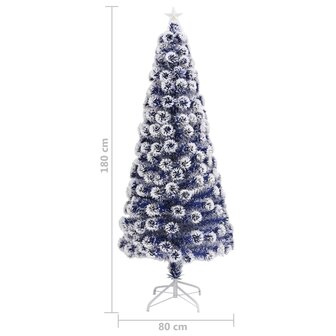 Kunstkerstboom met verlichting 180 cm glasvezel wit en blauw 9