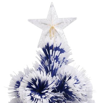 Kunstkerstboom met verlichting 210 cm glasvezel wit en blauw 5