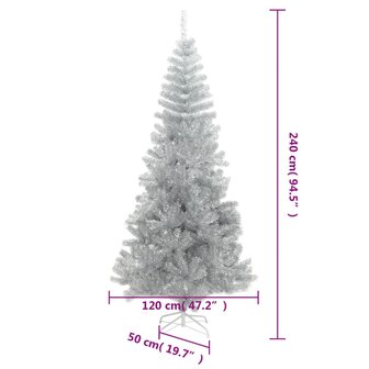 Kunstkerstboom met standaard 240 cm PET zilverkleurig 6