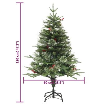 Kerstboom met LED en dennenappels 120 cm PVC en PE groen 11