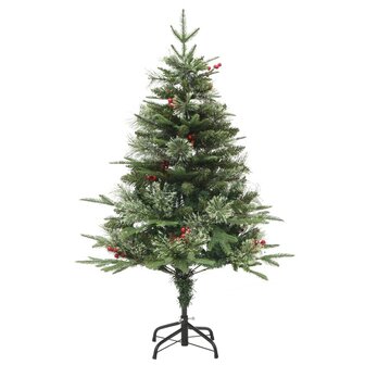 Kerstboom met LED en dennenappels 150 cm PVC en PE groen 2