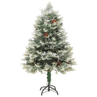 Kerstboom met LED en dennenappels 120 cm PVC en PE groen 2