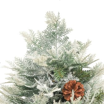 Kerstboom met LED en dennenappels 120 cm PVC en PE groen 7