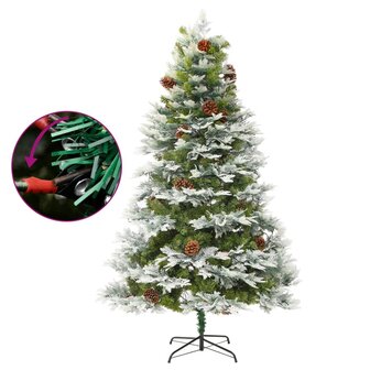 Kerstboom met LED en dennenappels 195 cm PVC en PE groen 3