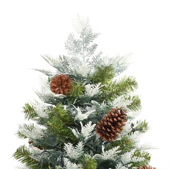 Kerstboom met LED en dennenappels 225 cm PVC en PE groen 8