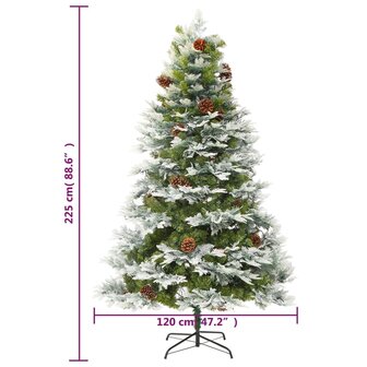 Kerstboom met LED en dennenappels 225 cm PVC en PE groen 12