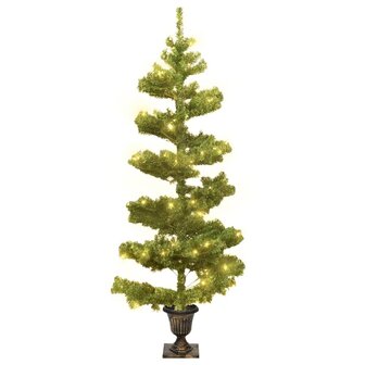 Kunstkerstboom met verlichting en pot 120 cm PVC groen 2