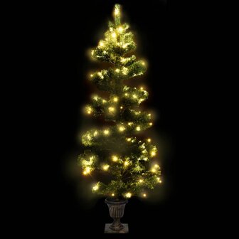 Kunstkerstboom met verlichting en pot 120 cm PVC groen 3