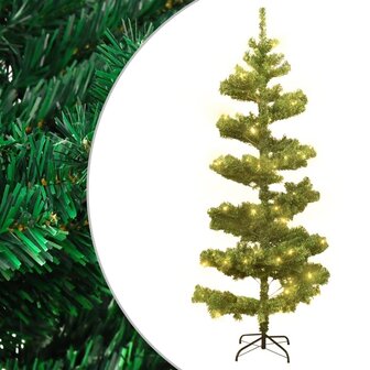 Kunstkerstboom met verlichting en standaard 180 cm PVC groen 1