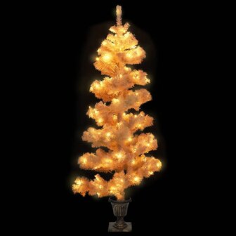 Kunstkerstboom met verlichting en pot 120 cm PVC wit 3