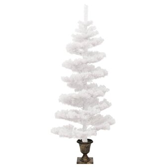 Kunstkerstboom met verlichting en pot 120 cm PVC wit 4